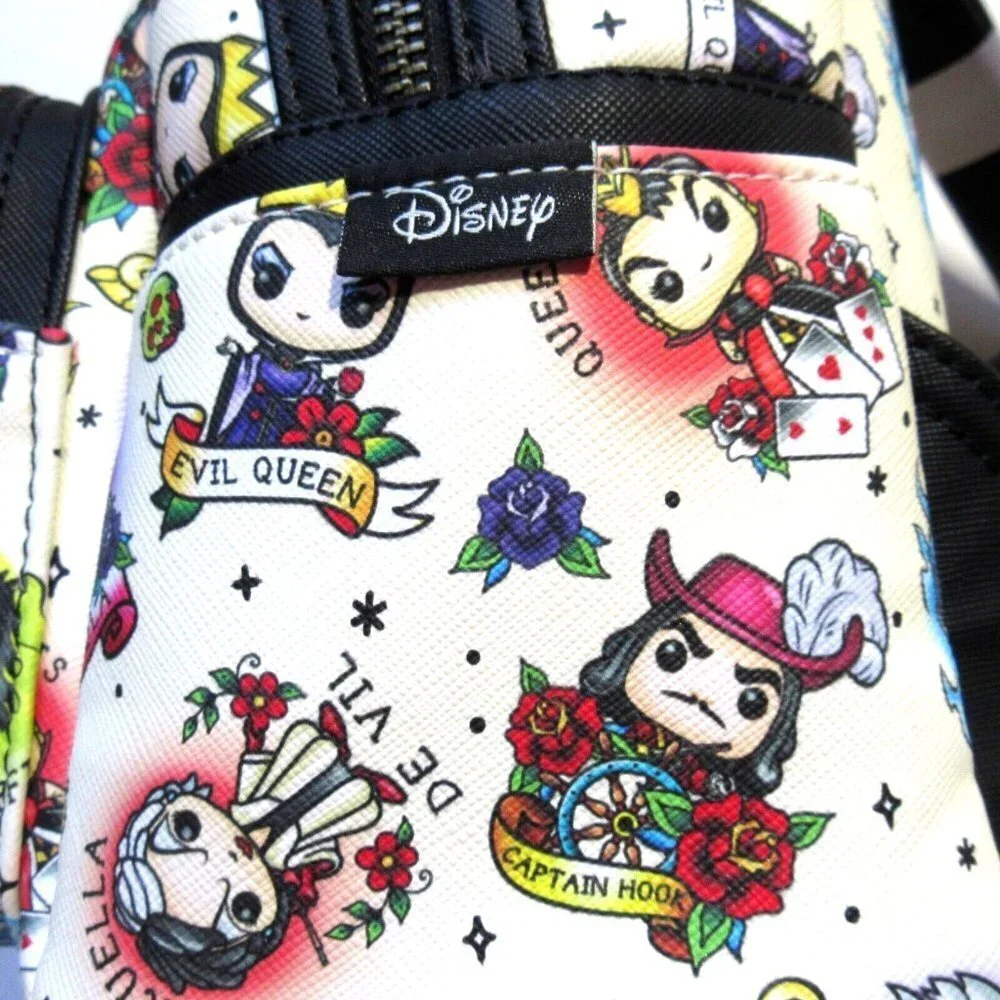 NWT Loungefly POP! x Disney Villains Tattoo Print Mini Backpack